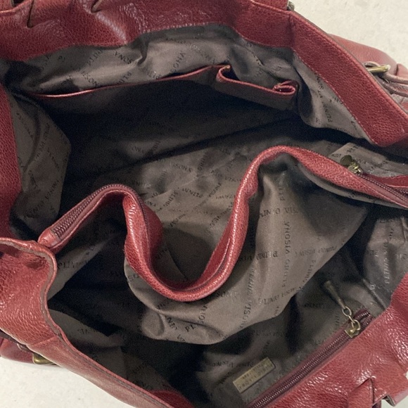 Plinio Visona Elegant Burgundy Leather Tote Bag women Large boho Y2K avant-garde - Picture 11 of 15